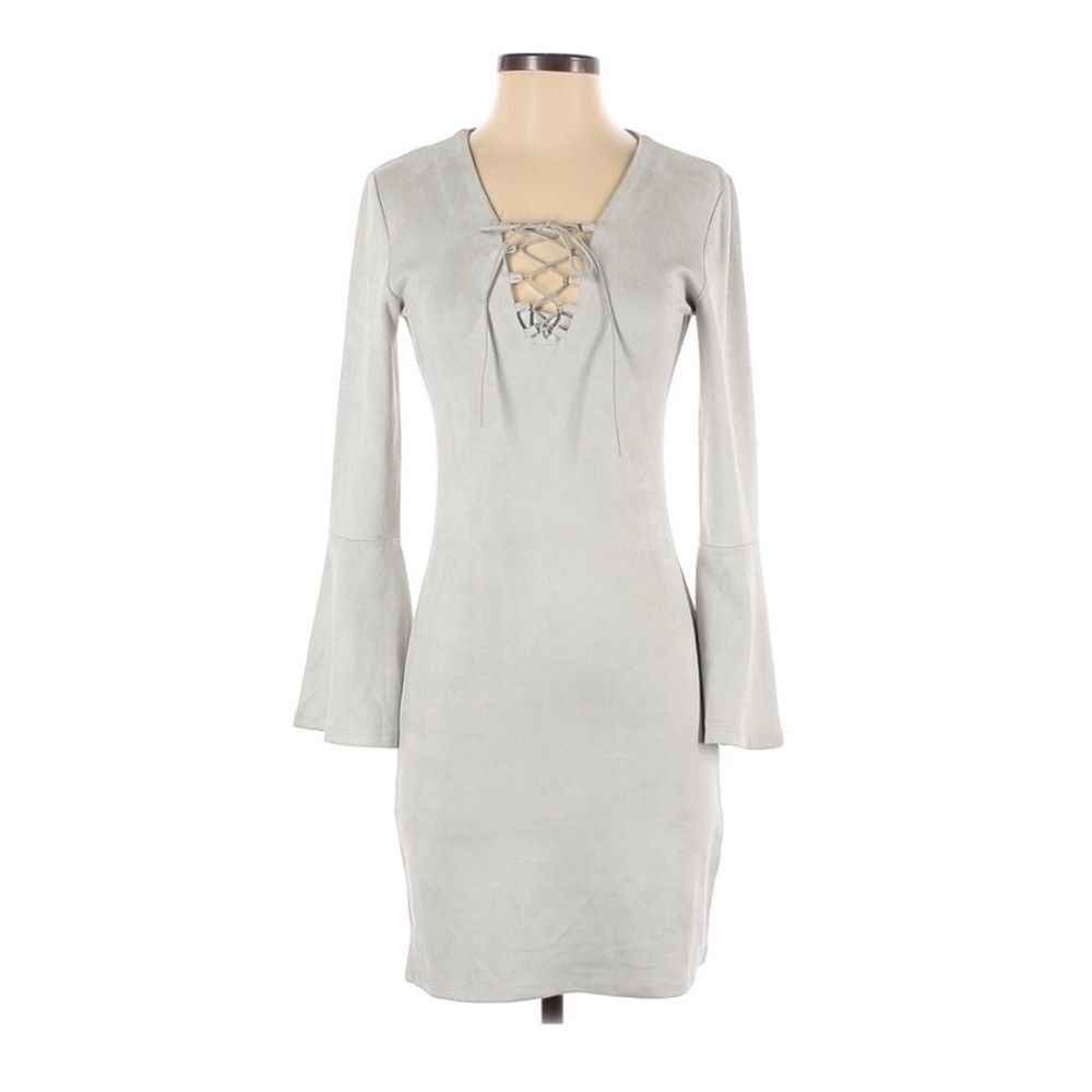 🆕JCL Faux Suede Lace Up Gray Dress
